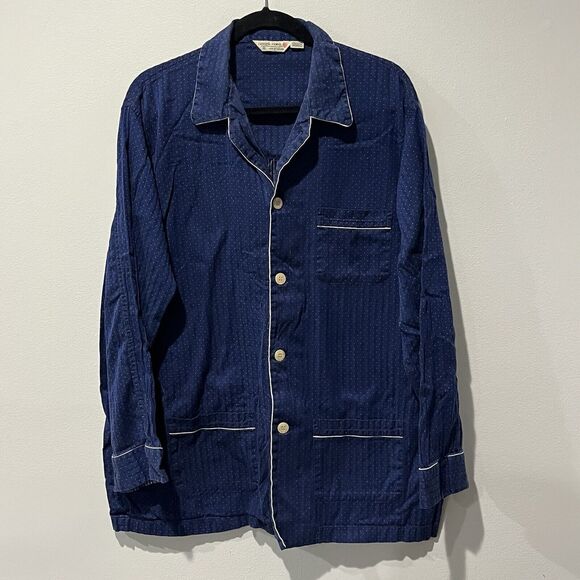 Derek Rose Pajama Top Mens XL Blue White Striped Cotton Long Sleeve Button Up - Picture 1 of 8